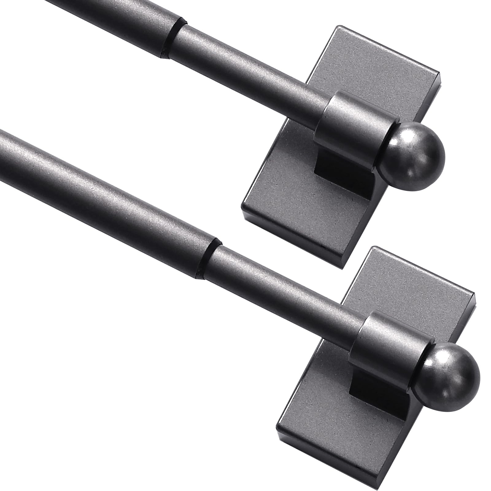 Photo 1 of Turquoize 2 Pack Magnetic Curtain Rods for Metal Doors 1/2" Multi-Use Versatile Adjustable Appliance Magnetic Rod Extends from 16 inch to 28 inch Magnetic Cafe Curtain Rod, Pewter, 2 Pack