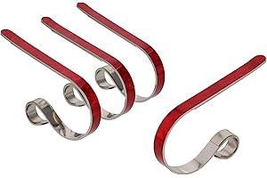 Haute Decor The Original MantleClip® Stocking Holder - 4 Pack (Prismatic Red) - Hang Christmas Stockings Safely and Securely from Mantels Up to 3 Inches Thick