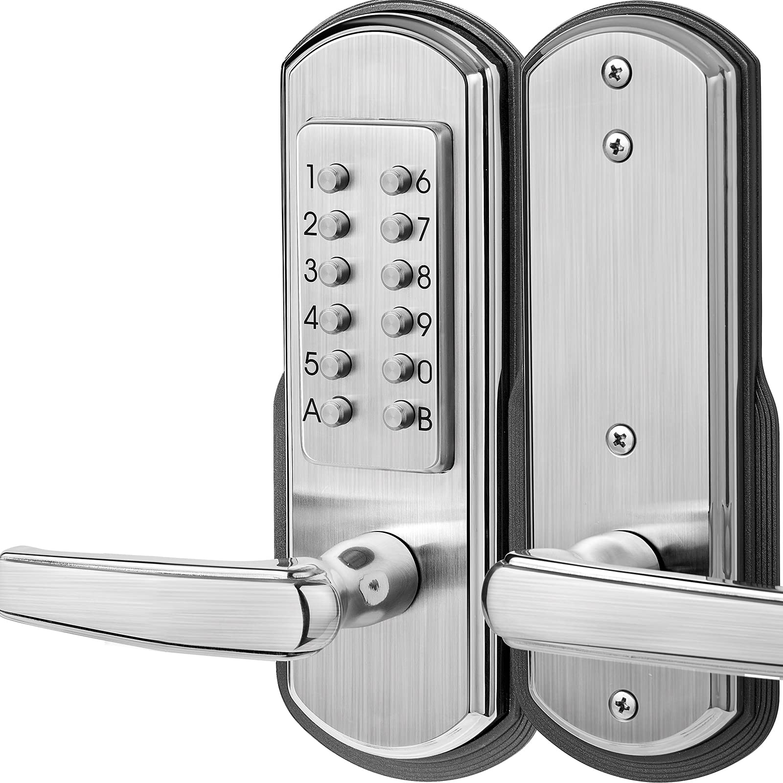 Photo 1 of Elemake Left Handed Keyless Door Lock, Mechanical Keypad Door Lock with Handle, Heavy Duty Door Lever Lock Combination Security Digital Code, Stainless Steel 304 (Not Deadbolt)