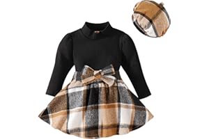 Toddler fall winter clothes outfits long sleeve Knit Tshirt tops + plaid skirt + cap + bellt 4pcs