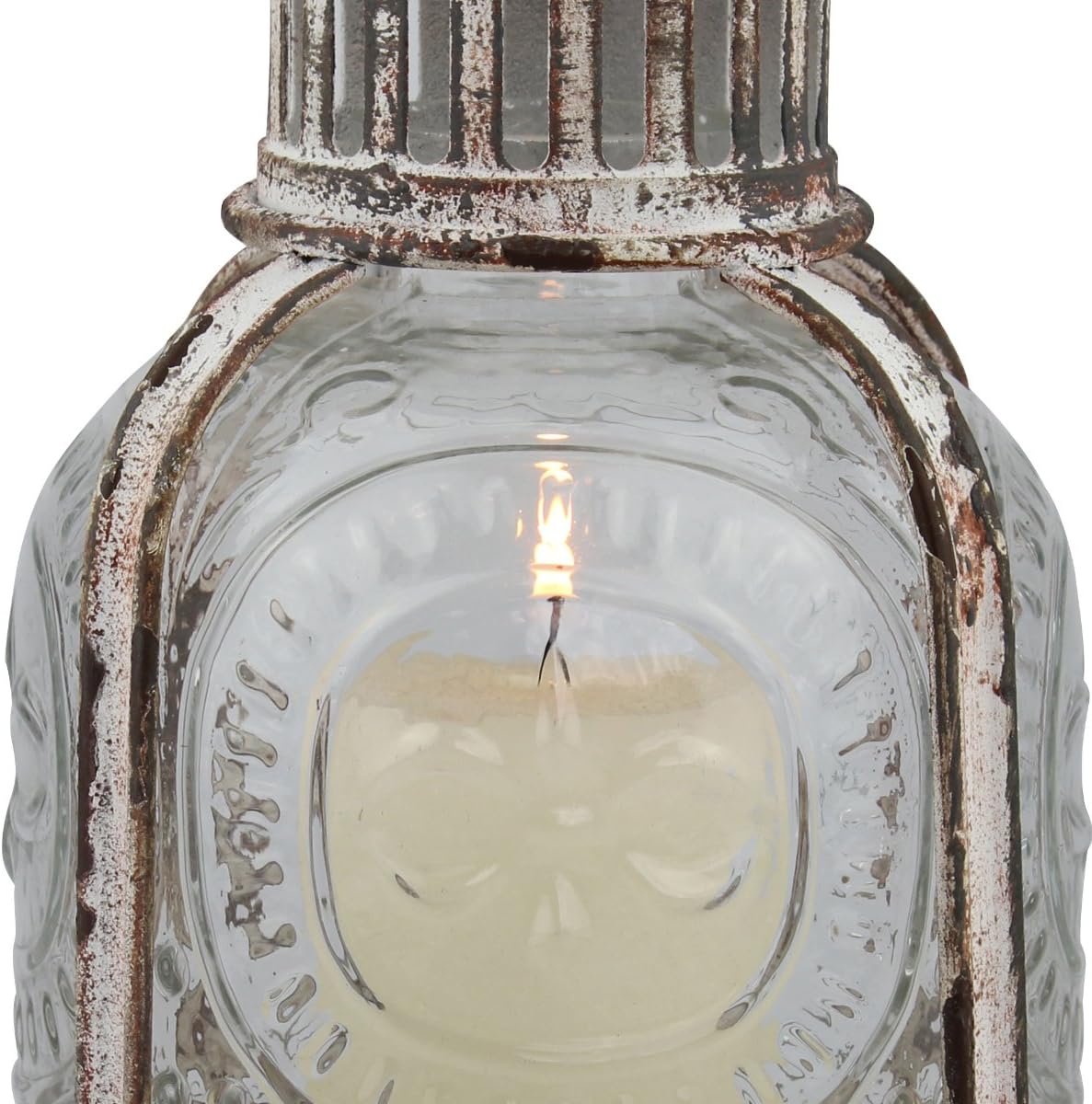 Stonebriar Antique White Metal Candle Lantern, Decoration for Birthday Parties, a Rustic Wedding Centerpiece, or Create a Relaxing Spa Setting, for Indoor or Outdoor Use: Home & Kitchen