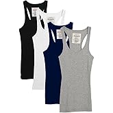 Zenana Outfitters 4 Pack Womens Basic Ribbed Racerback Tank Top