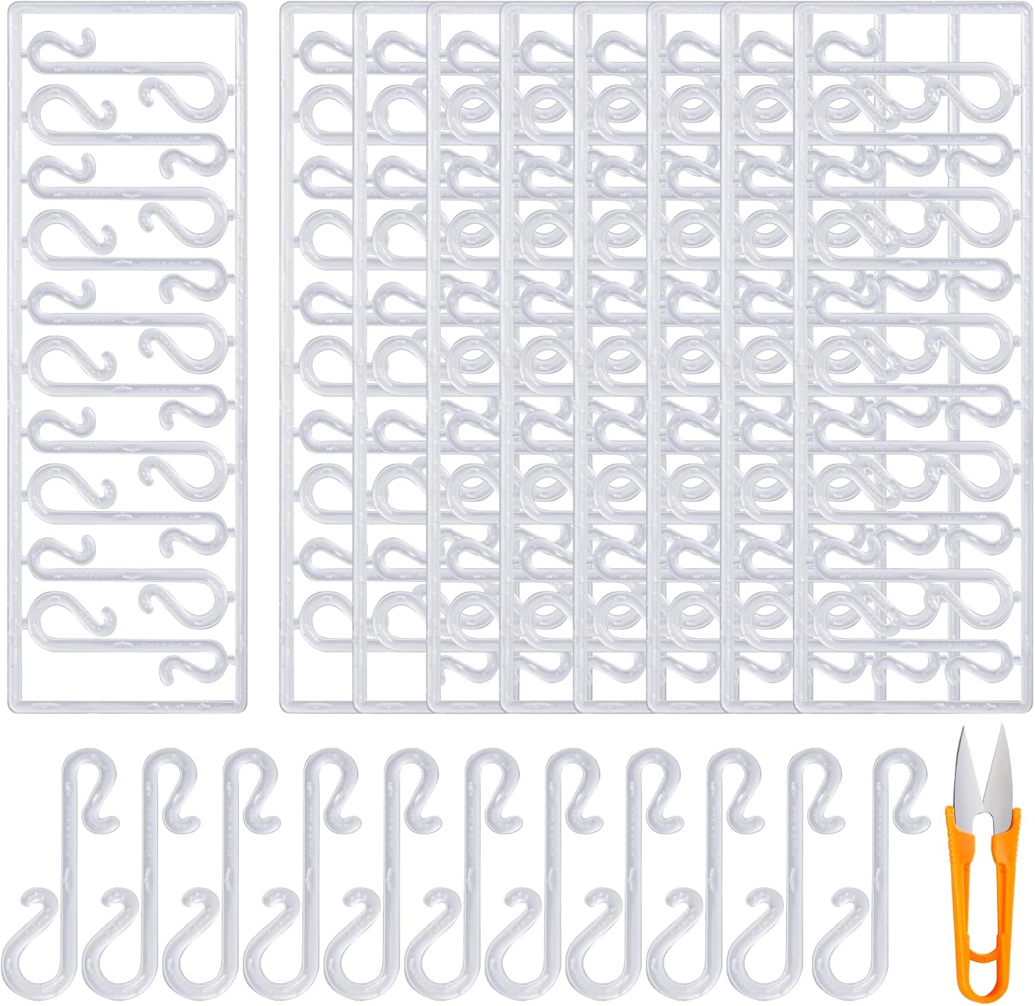 Ornament Hooks - Yookat 500 Pieces Plastic Christmas Ornament Hooks Christmas Tree Ornament Hangers Christmas Tree Hooks Christmas Decoration Hooks with Scissors for Christmas Tree Decoration (Clear)