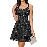 Meetjen Women's Short Prom Dress 2026 Summer Sparkly Sequin A Line Sleeveless V Neck Mini Cocktail Party Dresses