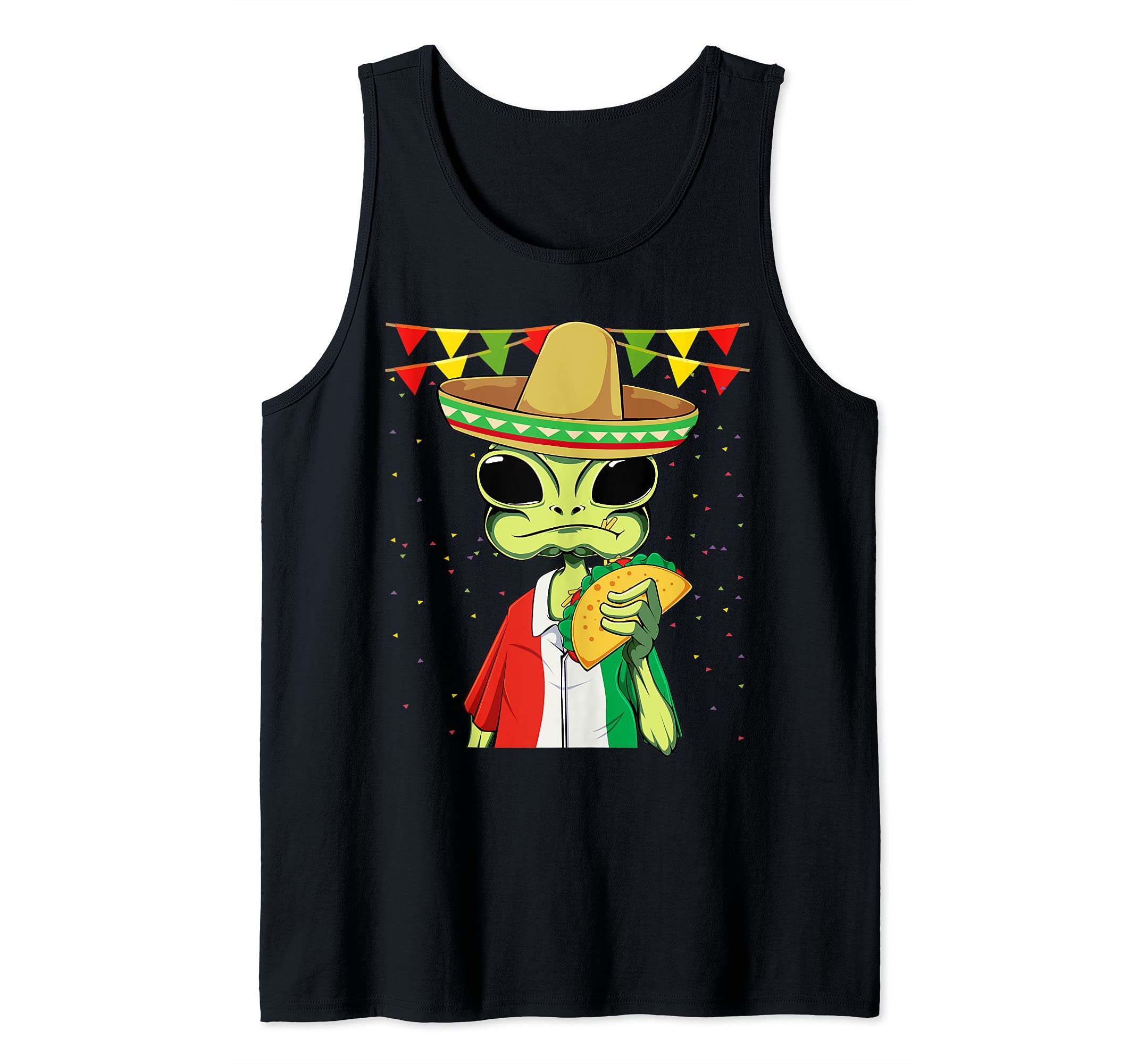 Alien Eating Taco Mexican Sombrero Hat Ufology Cinco De Mayo Tank Top