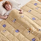 anfie Weighted Blanket Kids(36"x48" 3lbs) Weighted Blanket Cooling Blanket for Sleeping,Throw Size Breathable Blanket with Premium Glass Bead(Space Beige)