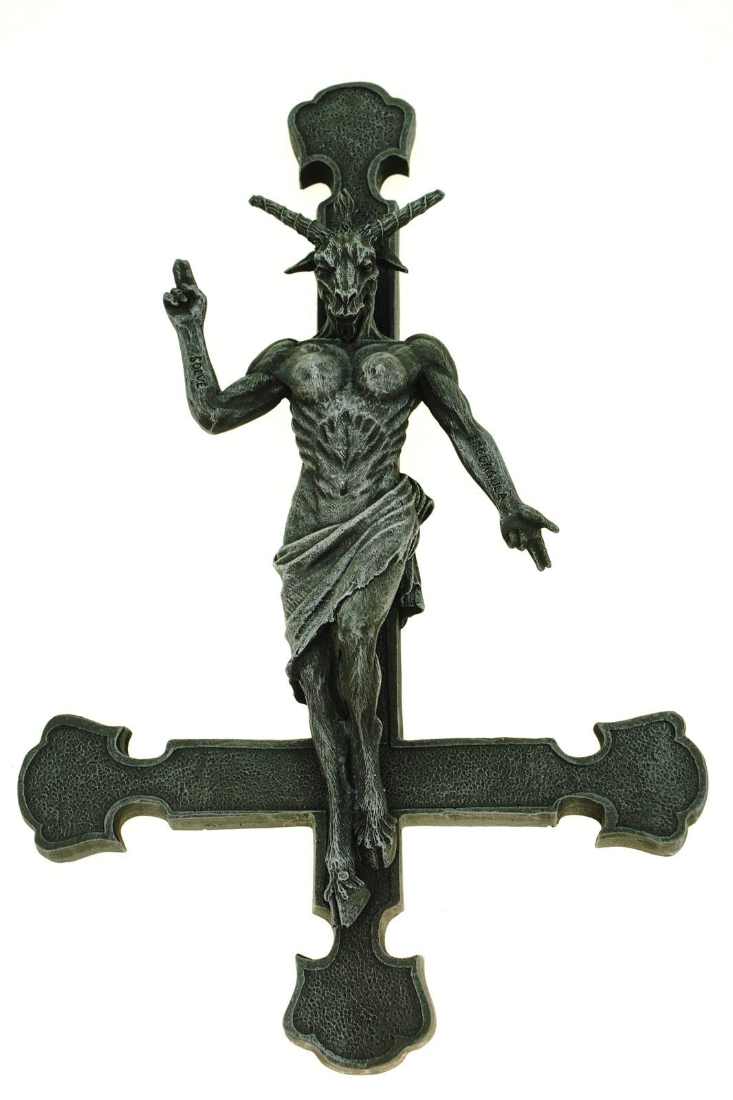 Joh. Vogler GmbH Baphomet am Petruskreuz zum hängen 30 cm Sensenmann Gothic Totenschädel Figur Kreuz