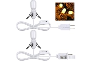 Leelosp Accessory Cord with Replacement Light Bulbs, 120V 0.7W Blow Mold Light Cords with Double Spare Fuse for Dept 56 Christmas Village Crafts Projects Decor (2 Pack)