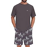 NUOKESASI Mens Pajamas Set Sleepwear Soft Comfy Short Sleeve Loungewear