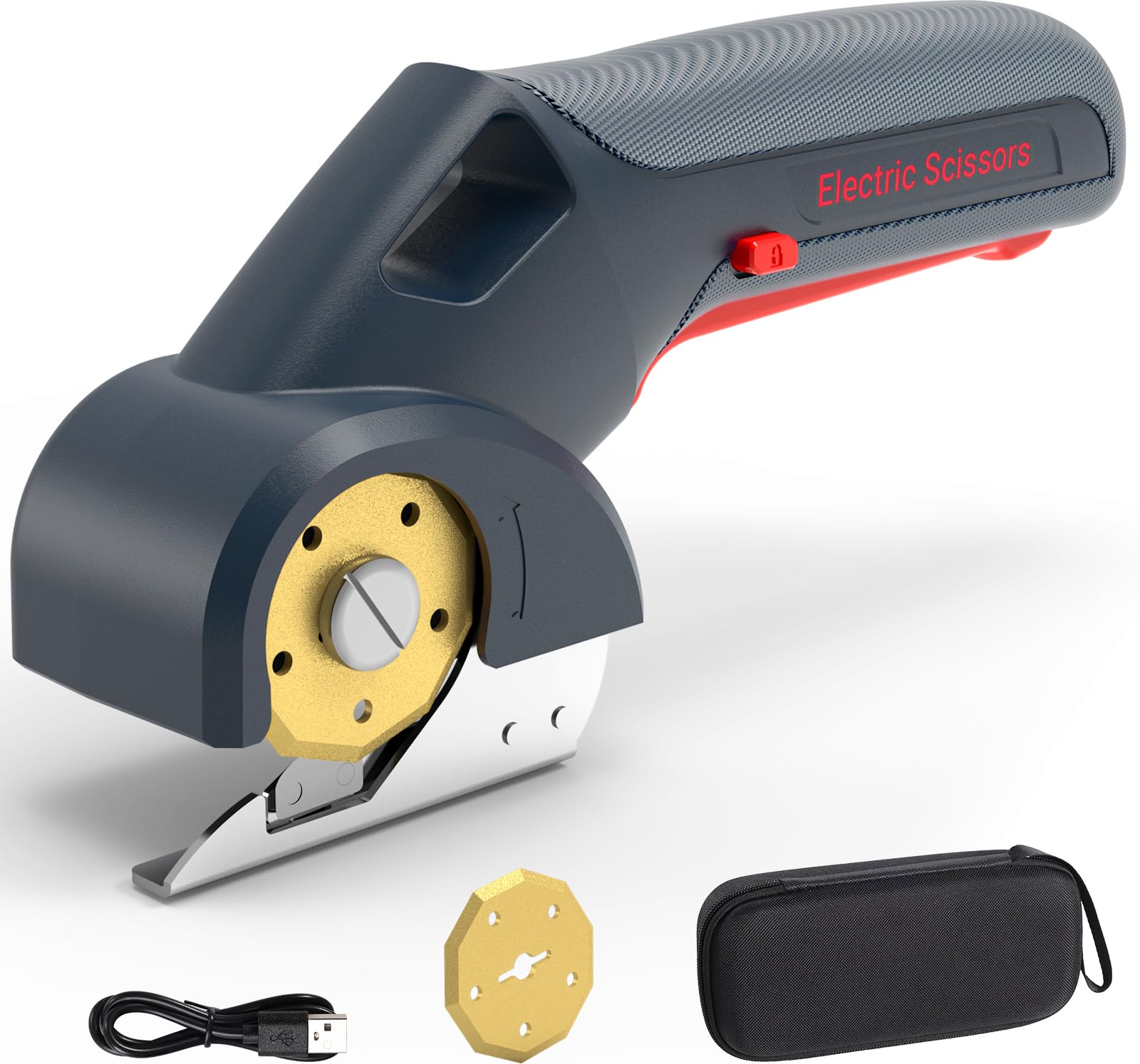 Photo 1 of EXPEDMAN 2025 NEW 4V Cordless Electric Scissors, Cardboard Cutter with 2 Titanium Blade, Safety Lock & Extra Blade, Rotary Cutter for Cardboard,Fabric,Plastic, Gifts for Men&Women - Light Grey
