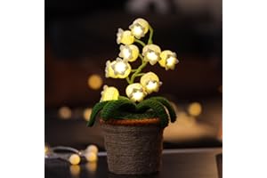 ANZRLE Lily of The Valley Lamp, Crochet Artificial Flowers with Night Lights, Cordless Table Lamp - Women Gift Ideas for Christmas Valentine Mother's Day, Desk Home Decorations