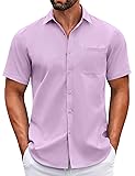 COOFANDY Men Beach Button Down Short Sleeve Linen