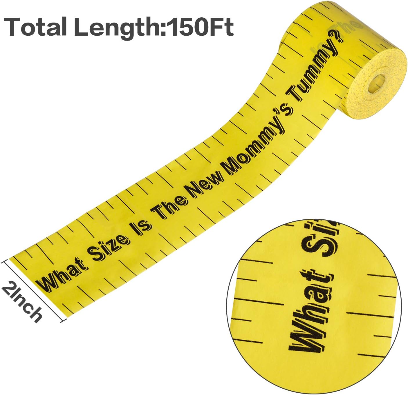 ABOAT 3 Rolls 2in x 150ft Tummy Measure Baby Shower Game Belly