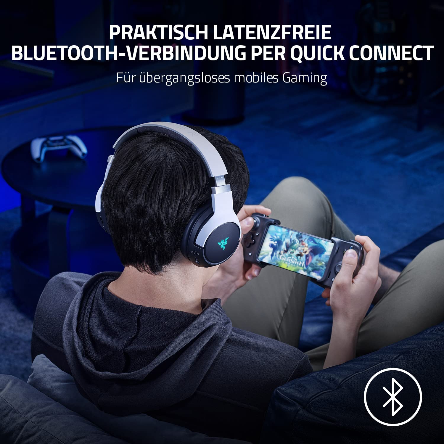 Razer Kaira Pro - Dual Wireless PlayStation 5 Headset mit Haptik HyperSense, 50 mm-Treiber, Hyperclear Kardioiden-Mikrofon, Lautstärkeregler, SmartSwitch, RGB Chroma Schwarz-Weiß 7