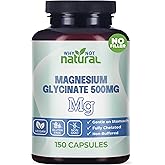 Why Not Natural Magnesium Glycinate 500 mg Capsules Supplement - Vegan, No Filler - Supports Sleep and Relaxation