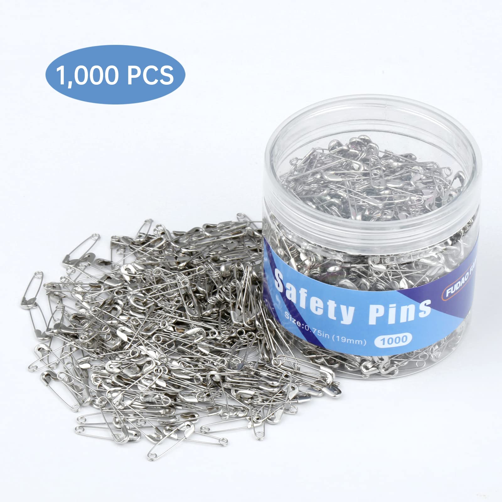 1,000 Pack Mini Safety Pins 0.75 inch (19mm), Small Safety Pins for Clothes, Tiny Safety Pin