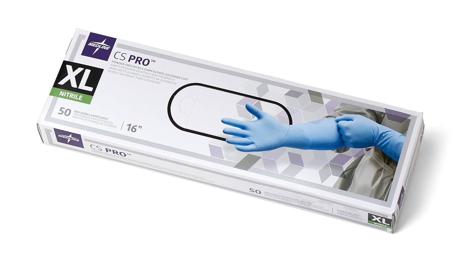 Medline Cs16xlh Cs Pro 16 Extended Cuff Nitrile Exam Gloves X Large Blue Pack Of 50 Amazon Ca Industrial Scientific