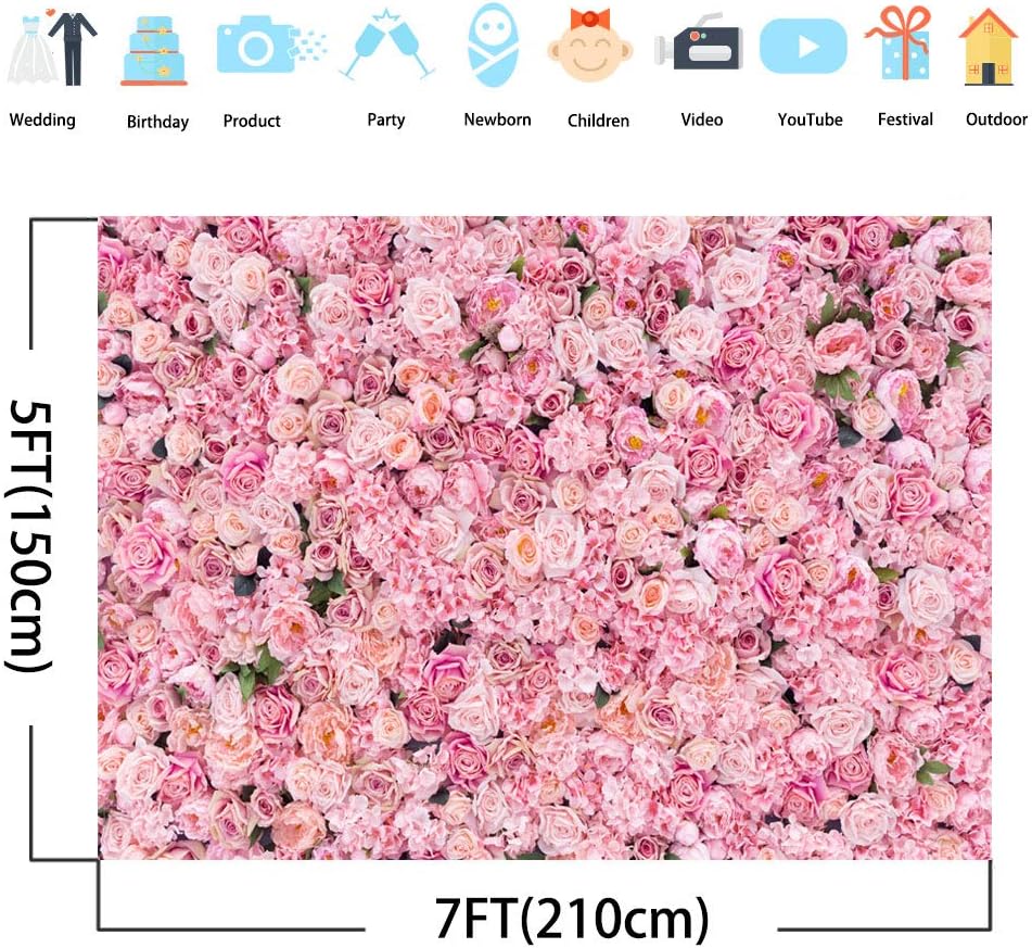 Avezano Birthday Floral Backdrop 7x5ft Flower Wall Wedding Bridal Shower Photo Background Girl's Baby Shower Valentine's Day Party Decoration Banner Photobooth Studio Props - Image 4