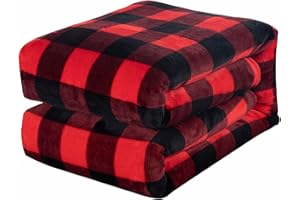 Christmas Red Plaid Checker Blanket Flannel Blanket Nap Blanket for Couch Buffalo Plaid Check Gingham Velvet Plush Bed Blanke