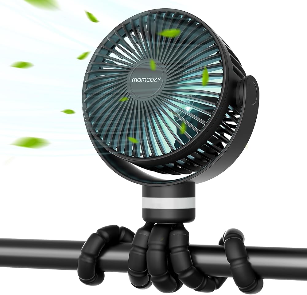 momcozy Portable Pram Fan 8000mAh 27H Battery 360° Rotate 4 Speeds