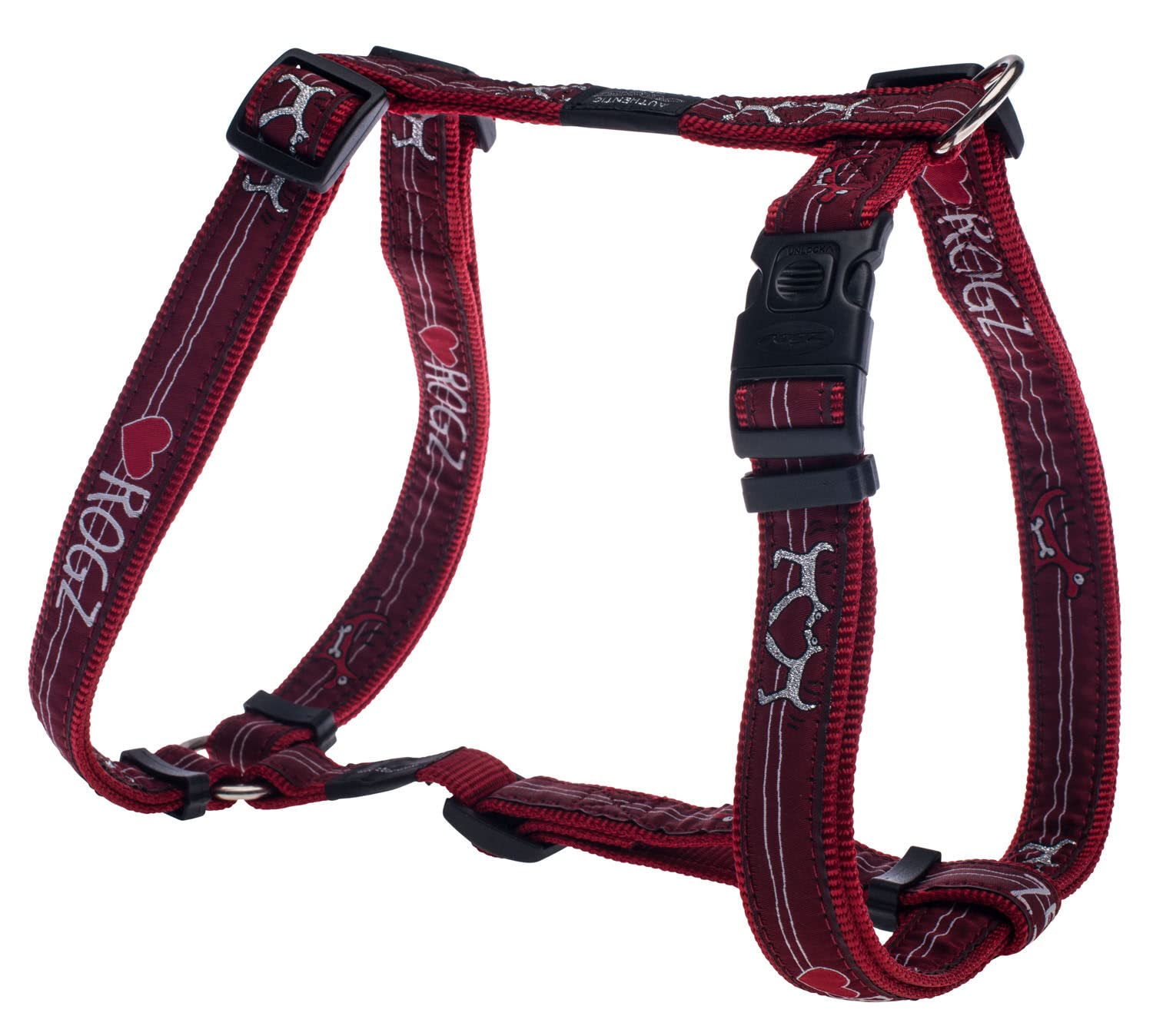 Rogz Armed Response Harness Red Heart, 25 mm