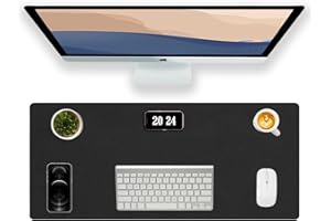 RHONZHAO Desk Pad Protector Office Desk Mat, Non-Slip Large Mouse Pad, Waterproof Desk Blotter Protector, Desk Pad for Keyboard and Mouse Writing Mat for Office and Home (Black, 31.5"x15.8")