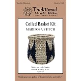 Traditional Craft Kits Coiled Basket Weaving Kit Mariposa Stitch | DIY Basket Making Kit, Includes Fiber Rush, Natural Palm Raffia Stitched Craft Project, Made in USA