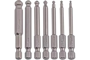 VESTTIO Ball End Hex Head Metric Allen Wrench Drill Screwdriver Bit Set 7PCS 1/4 Inch Hex Shank 2.56 Inch/65 mm Length S2 Steel with Magnetic for Power Screwdriver Drill Impact Driver