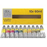Winsor &amp; Newton Galeria Acrylic Paint, 10 x 60ml (2--oz) Tube Paint Set | Introductory Acrylic Paint made with Professional Pigments, Perfect for Beginners, Buttery Texture, High Tinting Strength