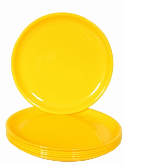 Day2Day Forever Yellow Microwave Safe Dinner Plates Set Pack of 6 (27x27x2 cm)