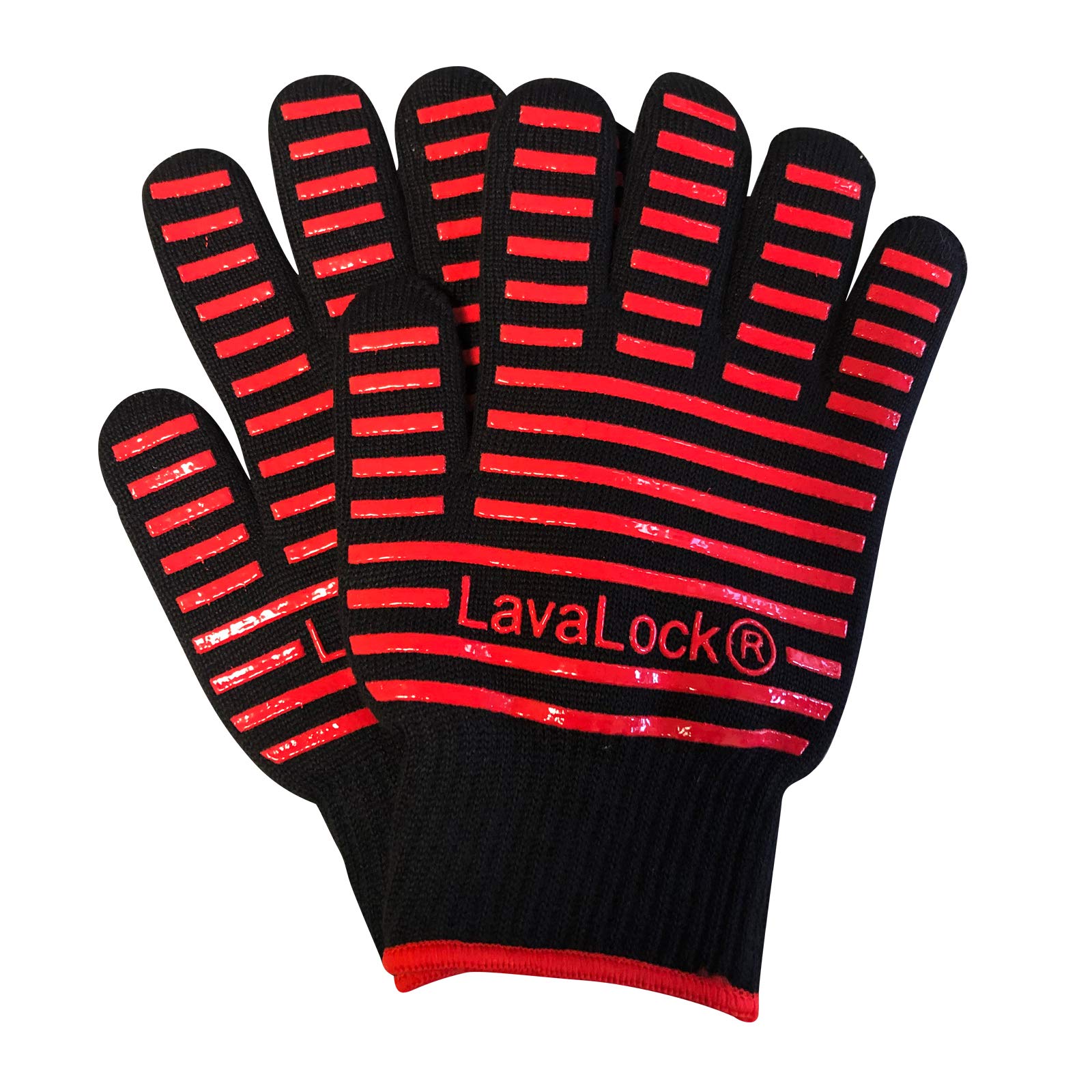 LavaLock BBQ Barbecue Cooking Gloves Heat Resistant with Silicone Insulated Protection – High Temp Charcoal Barbecue Gloves for Kettle