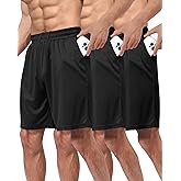 3 Pack Gym Basketball Mens Shorts - Quick Dry Black Workout Athletic Shorts with Pockets for Casual Running (S-6XL)