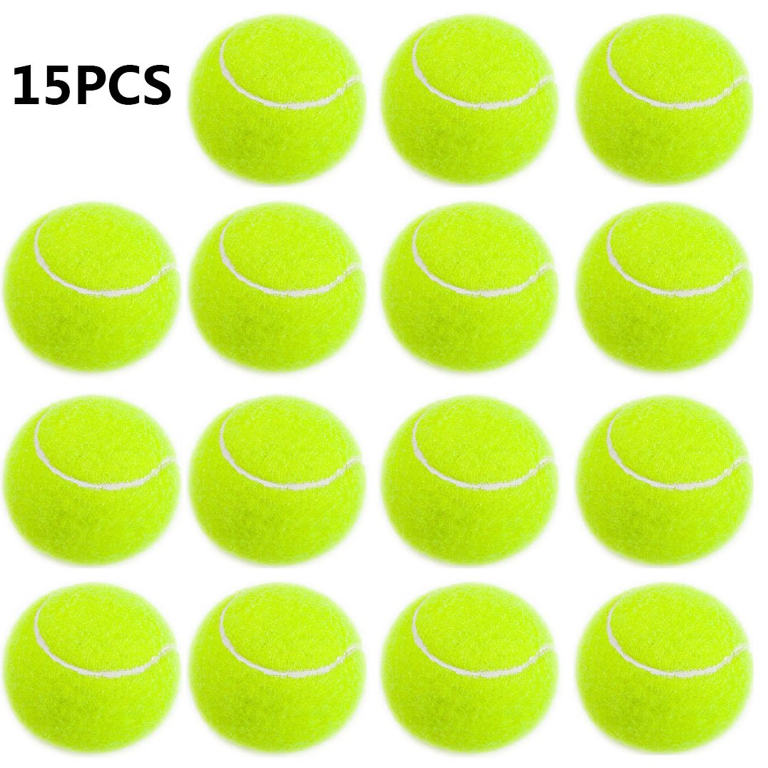 Smartlife15 Practice Tennis Balls Pressureless Training Exercise Tennis Balls Soft Rubber Tennis Balls Children Beginners Pet Pack of 15