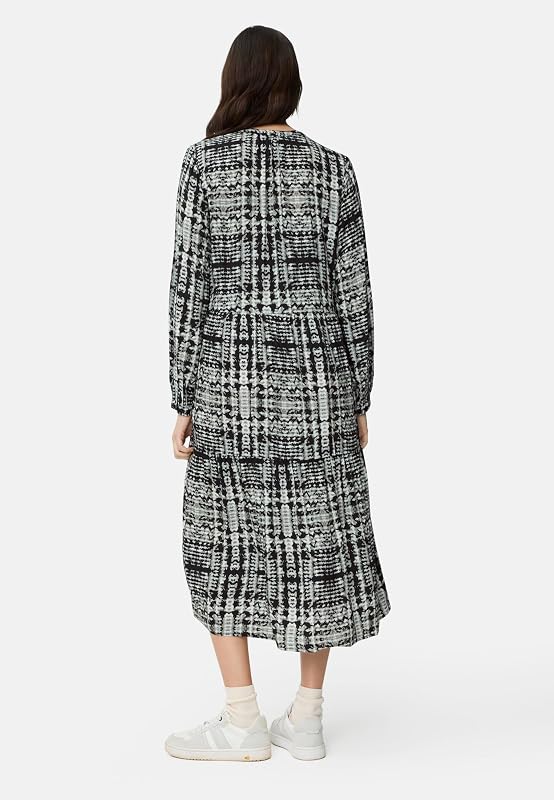 Damen Langarm Kleid aus Reiner Viskose Kaviar AOP, Womenswear-S
