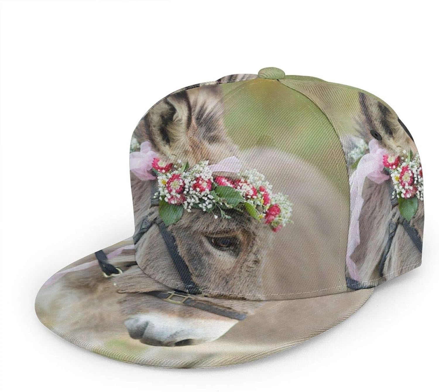 Unisex Flat Bill Baseball Sombreros lindo burro con guirnaldas ajustable Snapback 3D HipHop Unisex Flat Bill Baseball Sombreros lindo burro con guirnaldas ajustable Snapback 3D HipHop