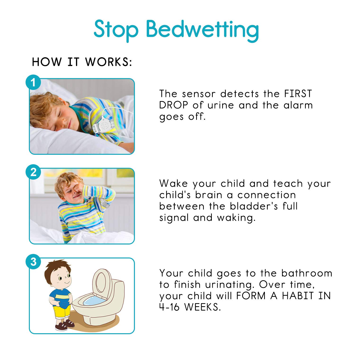 Bedwetting Alarm for Boys Girls Kids Pee Alarm with Sound and