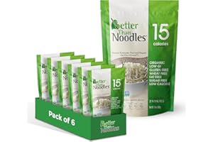 Better Than Noodles - USDA Organic Certified Shirataki Noodles, Low Carb, Keto-Friendly, Gluten-Free, No Odor, Instant Ready, Konjac Pasta & Rice Alternative – 14oz (Pack of 6)