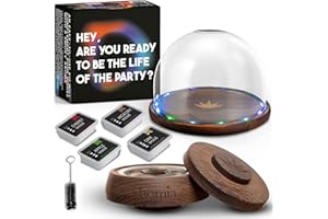HOMIA Cocktail Smoker Kit with LED Wooden Base and Glass Dome, 7.8" x 4.7" - Premium Quality Wood - Wooden Bar Smoker for Cocktails with Wood Chips - Old Fashioned Cocktails, Whiskey or Bourbon, Drinks