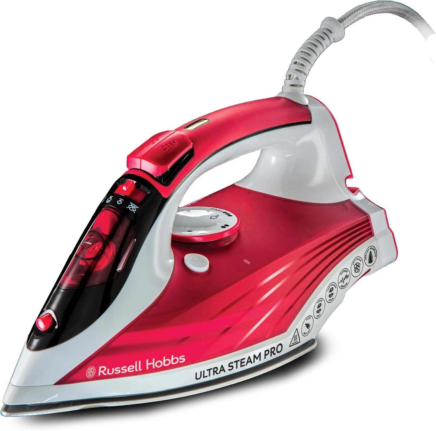 Russell Hobbs Ultra Steam Pro Iron, Ceramic Non-Stick Soleplate, Large 320ml Easy Fill Water Tank, 155g steam Shot