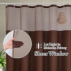 Gibelle Waffle Weave Shower Curtain with Mesh Top