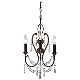 Minka Lavery 3138-284 Mini Candle Crystal Chandelier Lighting, 3-Light, 180 Watts, Vintage Bronze (12"W x 17"H)