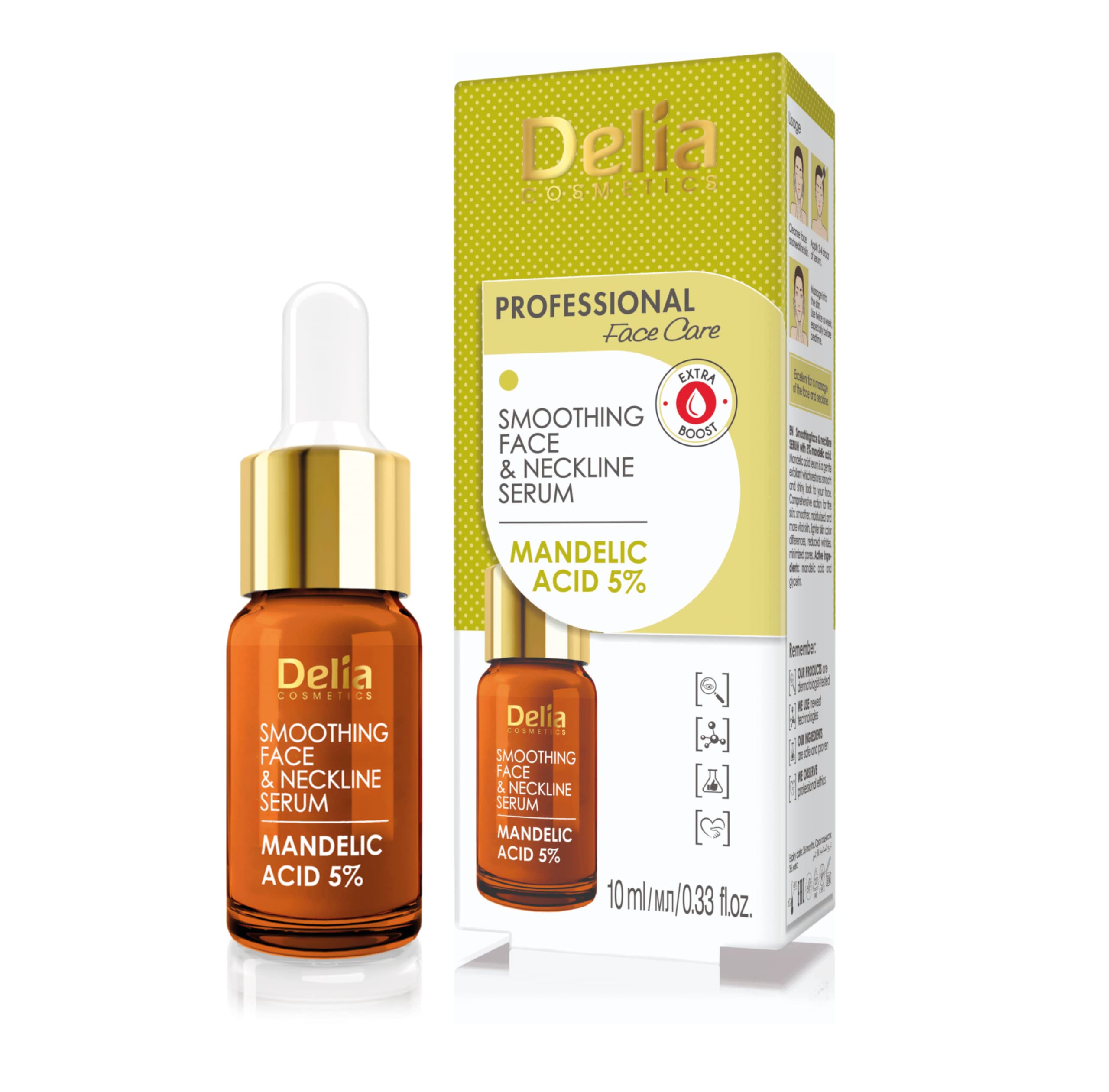 Delia Cosmetics - Illuminating Serum for the Face, Neck and Decollete - Vitamin C - Lightens Discoloration, Moisturizes, Smoothes - 100% Serum for All Skin Types - Paraben Free - 10 ml