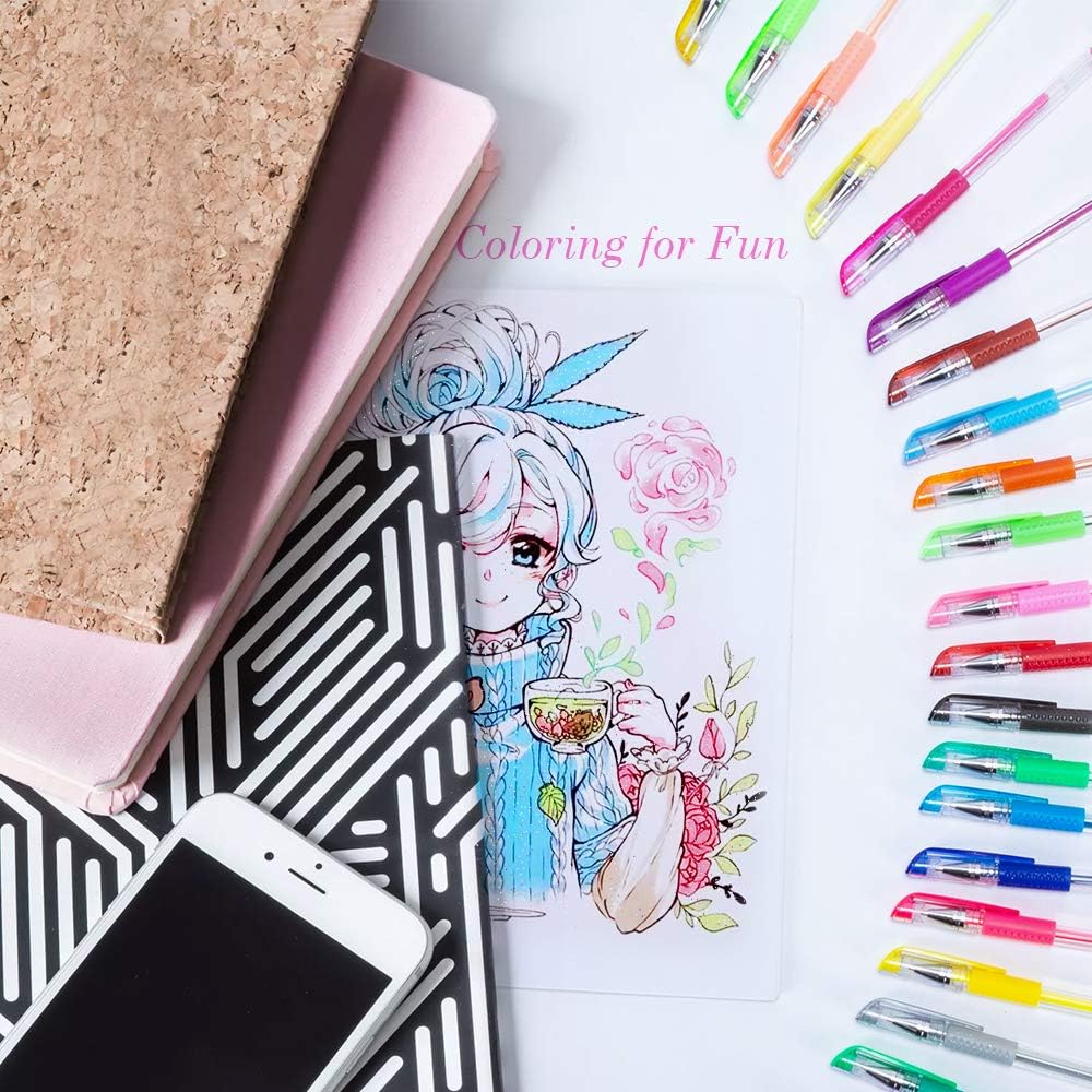24 Colors Gel Pens, Coloring Gel Pen Art Markers for Journal Adult Coloring Books Drawing Note Taking, 40% More Ink for Kids: Arts, Crafts & Sewing