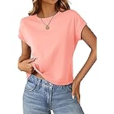 Womens Crop Tops Cap Sleeve T Shirts Cotton Crewneck Loose Fit Trendy Short Sleeve Tops for Women 2026