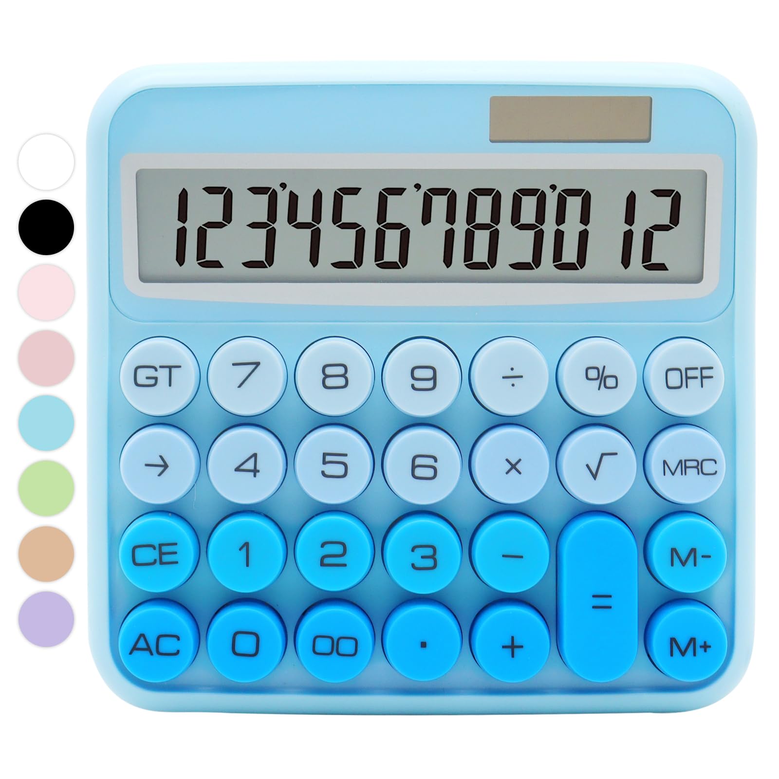 Gradient Blue Standard Calculator - 12 Digit With Large LCD Display and Big Buttons, Blue Office Accessories for Women Desk, Cute for Office, School, Home, Business