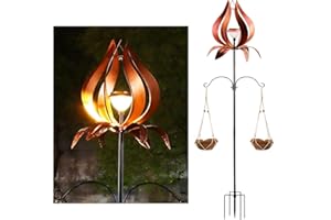 Manortang Solar Wind Spinner Outdoor Metal 83 Inch Windmill for Yard Garden Patio Decor Metal Yard Art Garden Art Easter Outdoor Decors Large Landscape Light with Shepherd Hooks Coconut Baskets