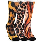 Magifuls Wild & Playful Crew Socks 3-Pack - Snake/Leopard/Rainbow Prints for Men & Women One Size