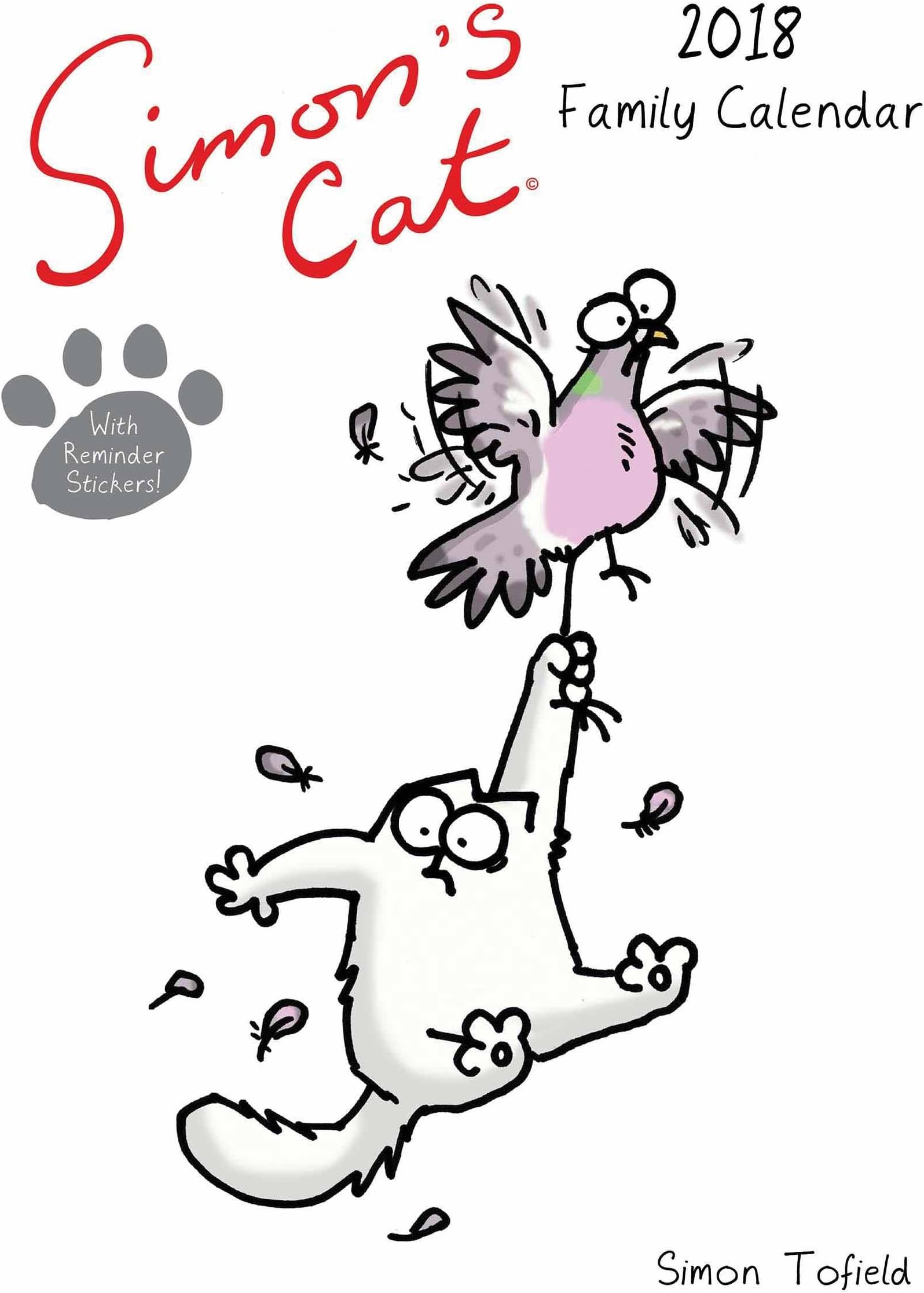 Simon's Cat A3 Family Calendar with Reminder Stickers 2018