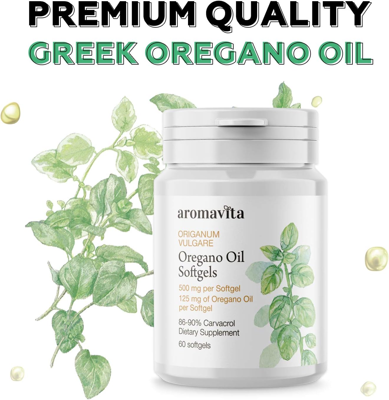 Aromavita Organic Oregano Oil Capsules, Extra Strength with 86-90% Carvacrol, Immune & Digestive Support, Natural Antioxidant - Image 4