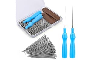 QMNNMA 100Pcs Needle Felting Needles, Needle Felting Tools, Wool Felting Needles with 2 Single Needle Handle Storage Box Fingercots, Needle Felting Supplies for Wool Felting Projects(S)